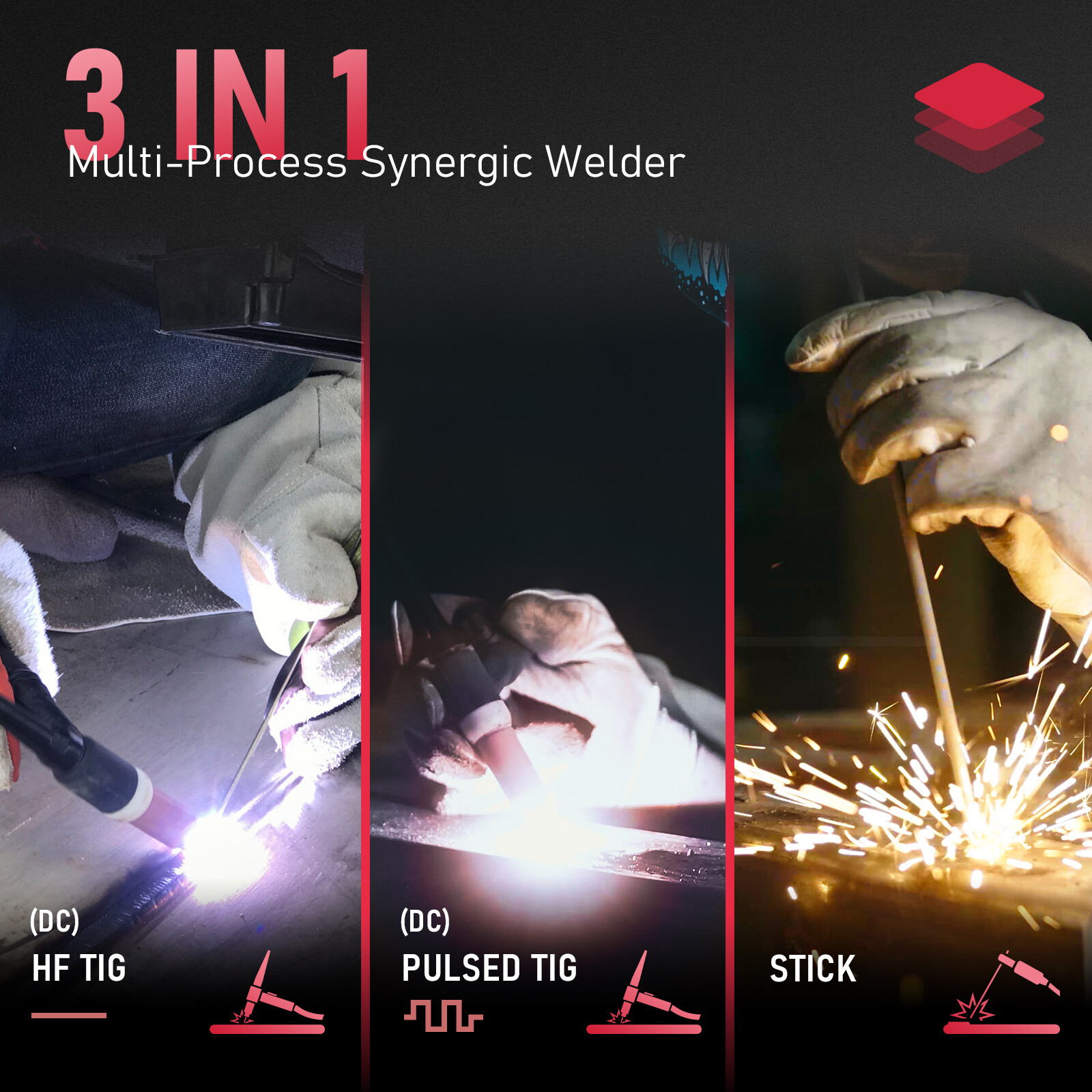 205Amp STICK/DC TIG/PULSE TIG 3 In 1, 110&220V TIG Welding Machine TIG-205P