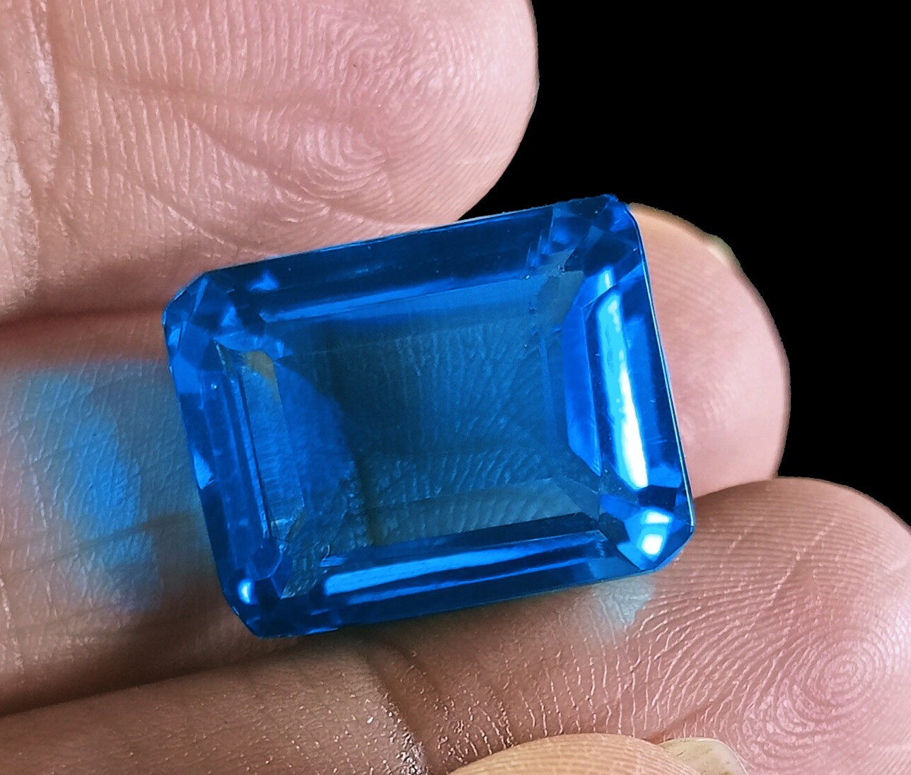 EGL Certified Natural London Blue Topaz 16.80 Ct Emerald Cut Loose Gemstone AAA