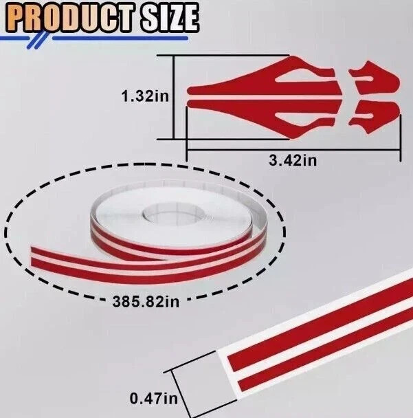 32Ft Car Pinstriping Tape, Vinyl Pin Striping Decals Car Trim Stripe Tape Red