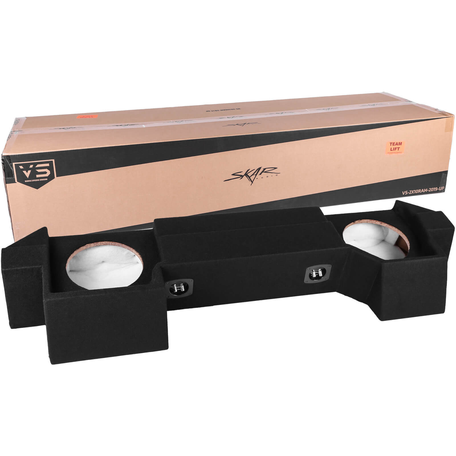 Fits 2019-UP Ram 1500 Crew Cab Dual 10" Down-Firing Subwoofer Box