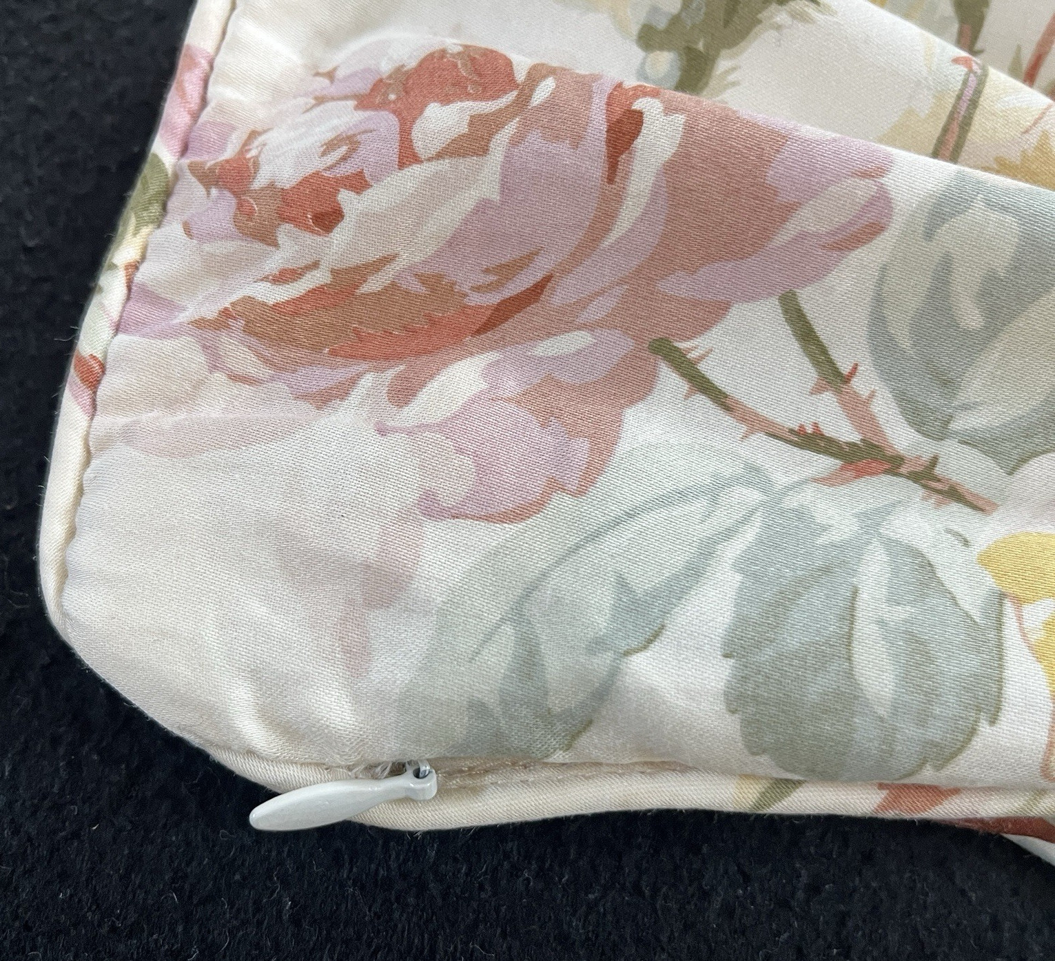 Ralph Lauren Wentworth Floral Accent Throw Pillow Cover Ivory 17” Sateen Cotton