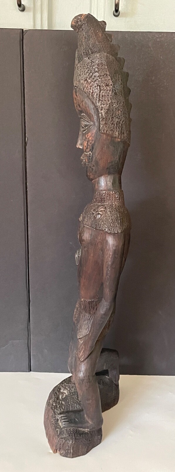 African Nigerian Yoruba large hand carved wood female woman figurine statue 19"