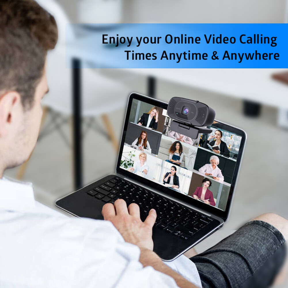 TOALLIN 1080P HD PC Webcam with Privacy cover Built-in dual Noise-canceling mic