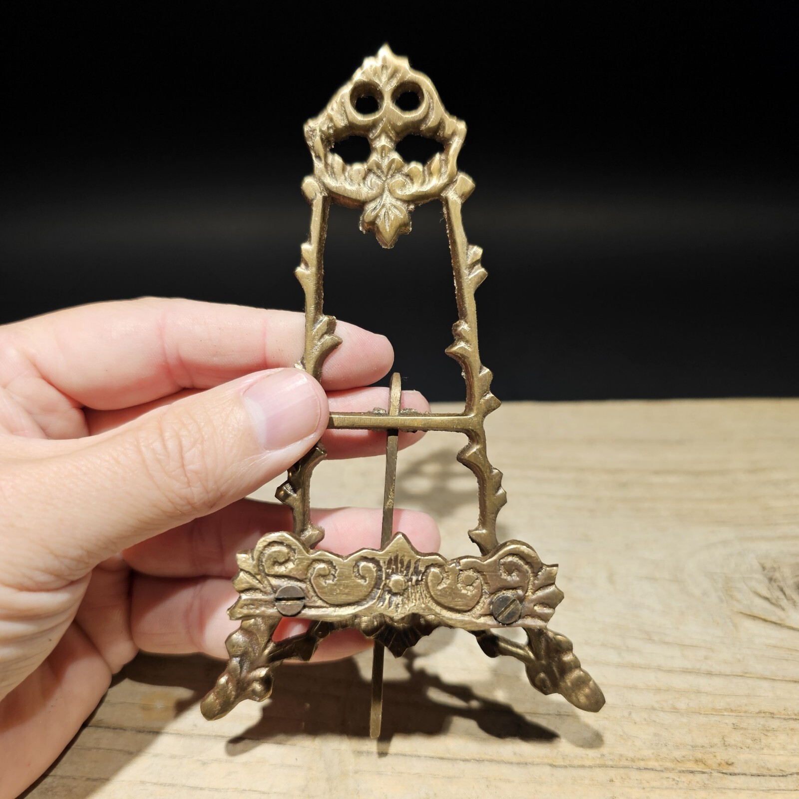 5" Vintage Antique Style Miniature Brass Desk Easel