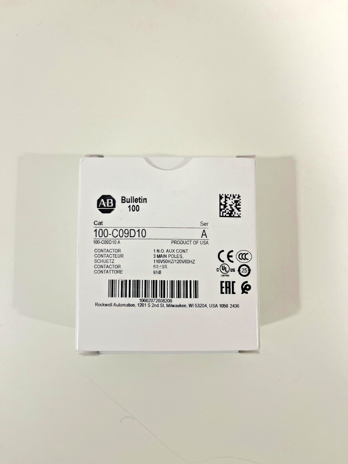 Allen-Bradley 100-C09D10 IEC Contactor, 9 Amp 120VAC Coil 9A New in Box US STOCK