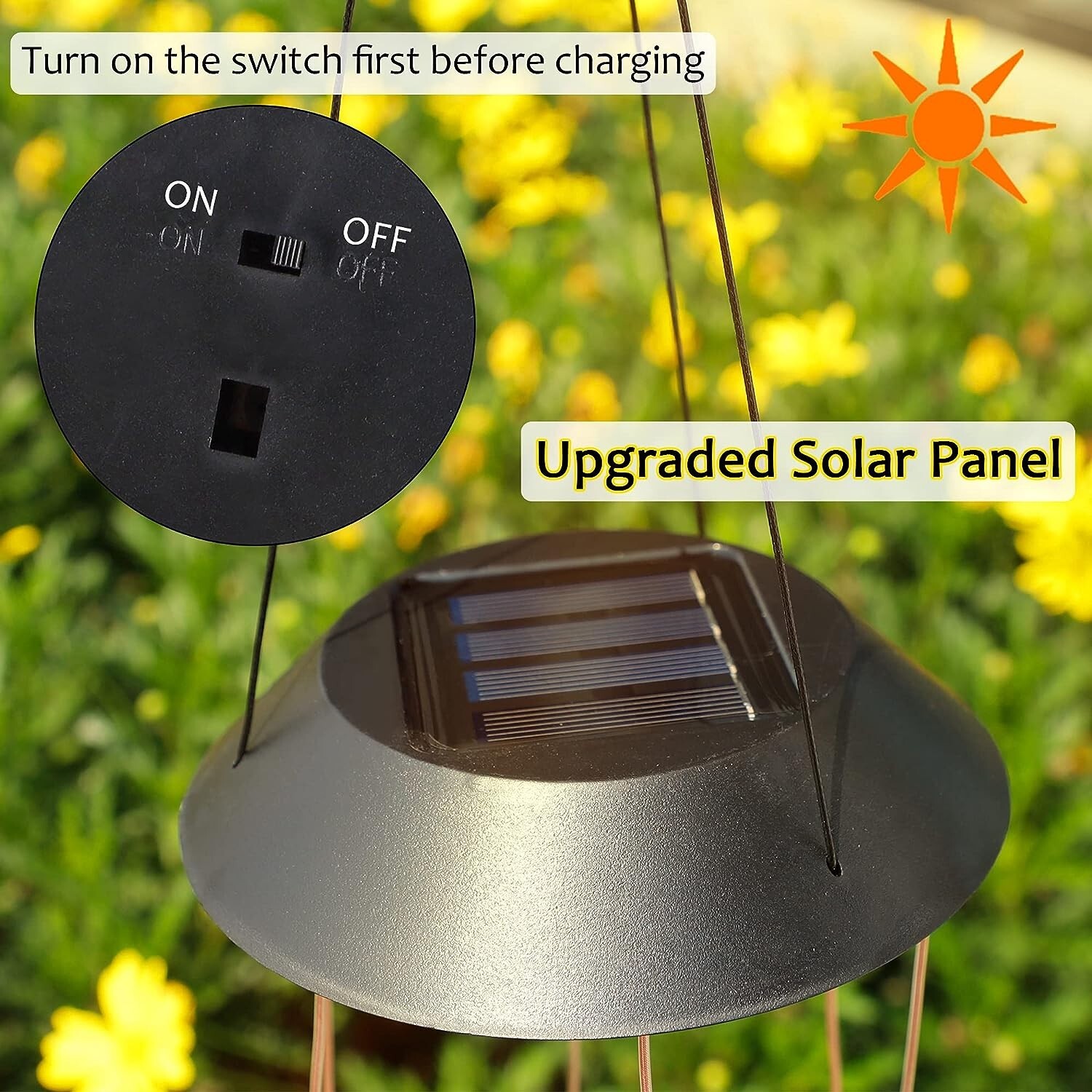 LED Solar Wind Chimes ,7 Color-Changing ,Cute Dragonfly Yard Home Garden Decor