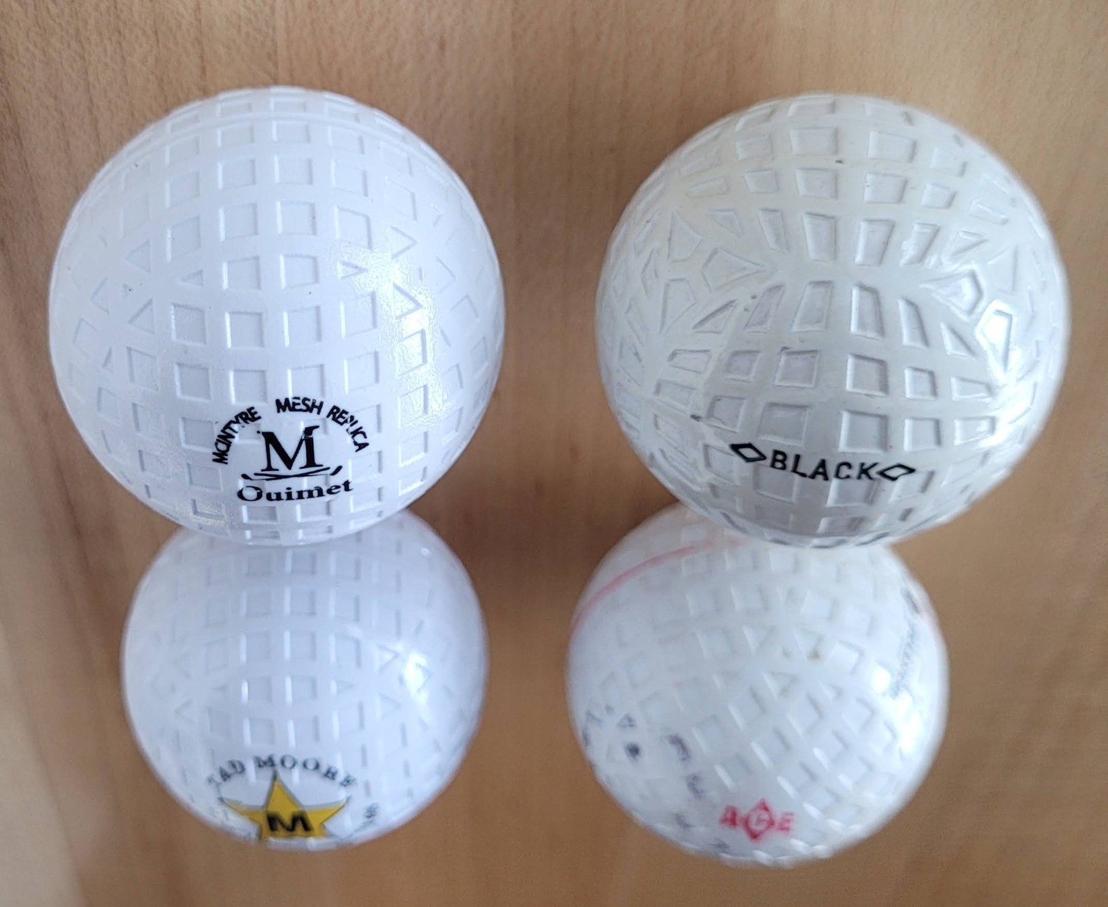 4 Antique Vintage Mesh Square Dimple Golf Balls Remake Black Tad Moore Quimet