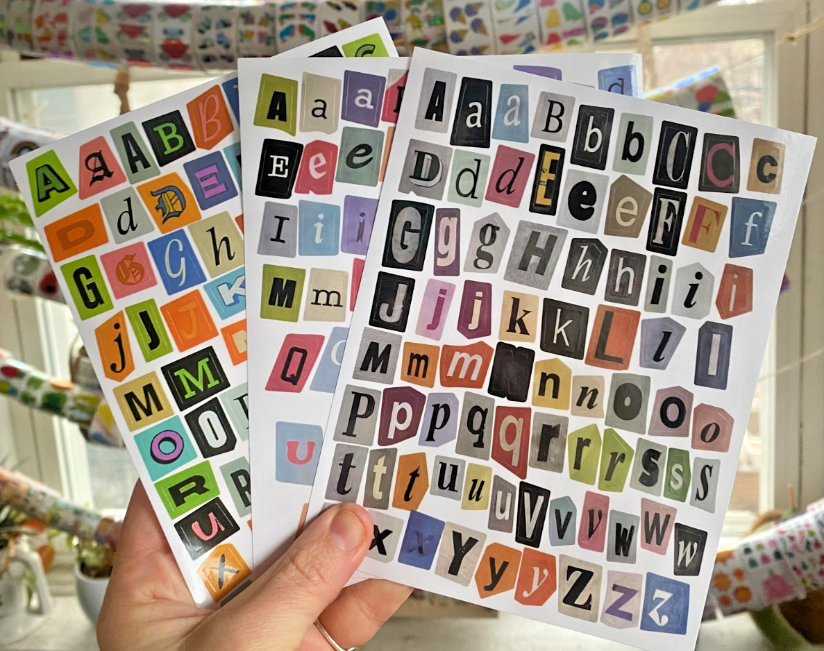 Random Lot Of 3 Alphabet Letter Sticker Sheets: Perfect for Junk Journaling!