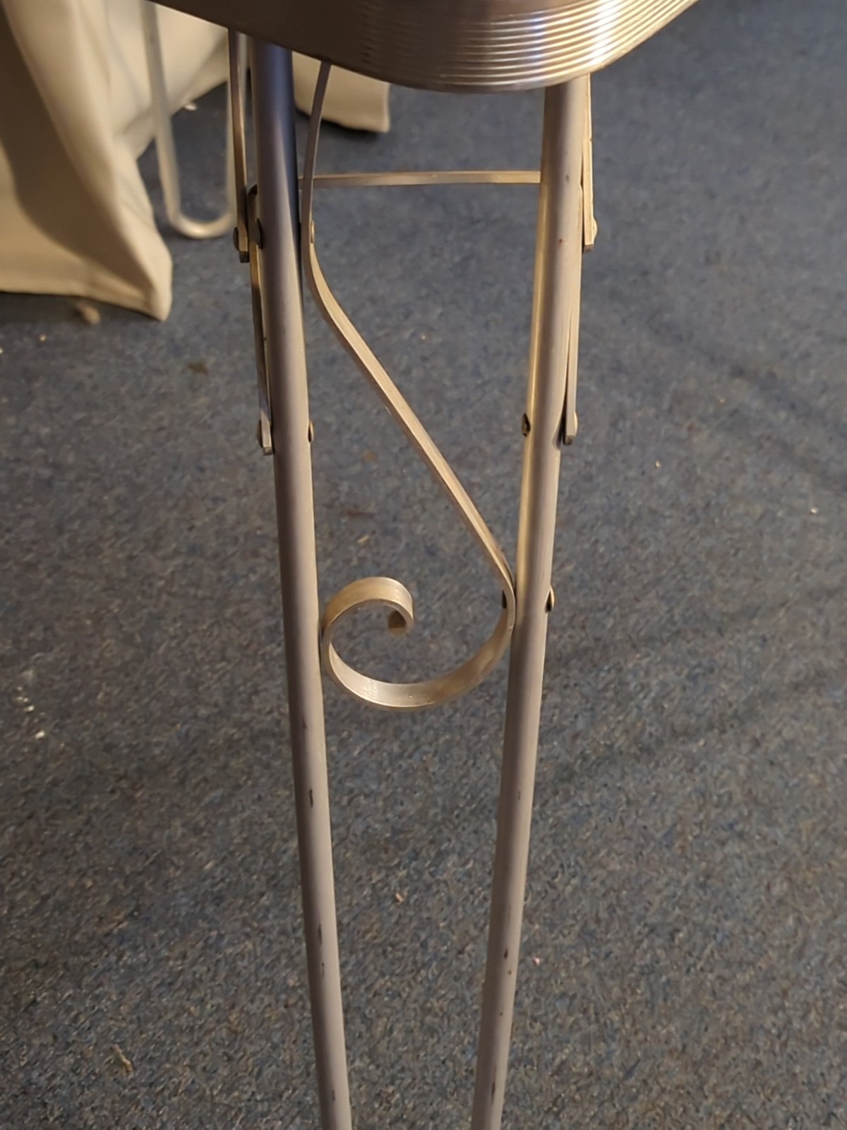 Vtg Retro Card Table Aluminum Green Portable 60s Scroll Legs MCM Mid Century