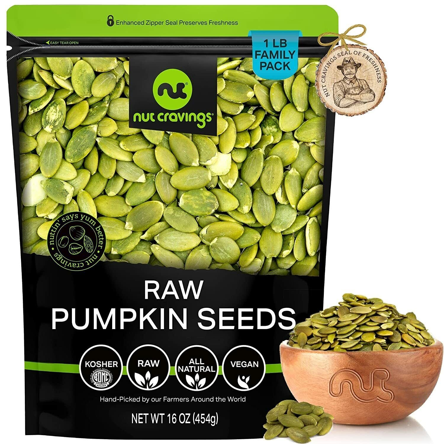 Nut Cravings - Raw Pumpkin Seeds Pepitas, Unsalted, Shelled, (80oz - 5 LB)...