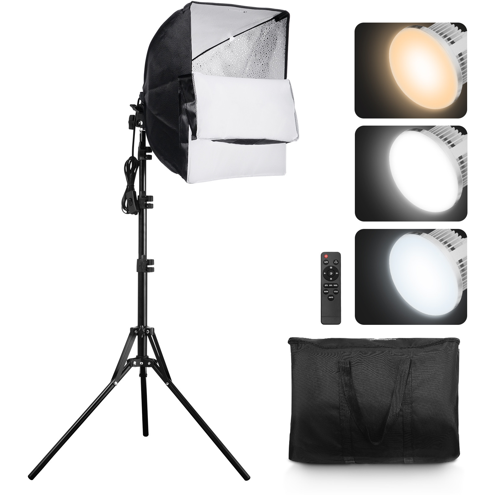 Softbox Lighting Kit 16 in x 16 in 3000-6500K Adjustable for Photography