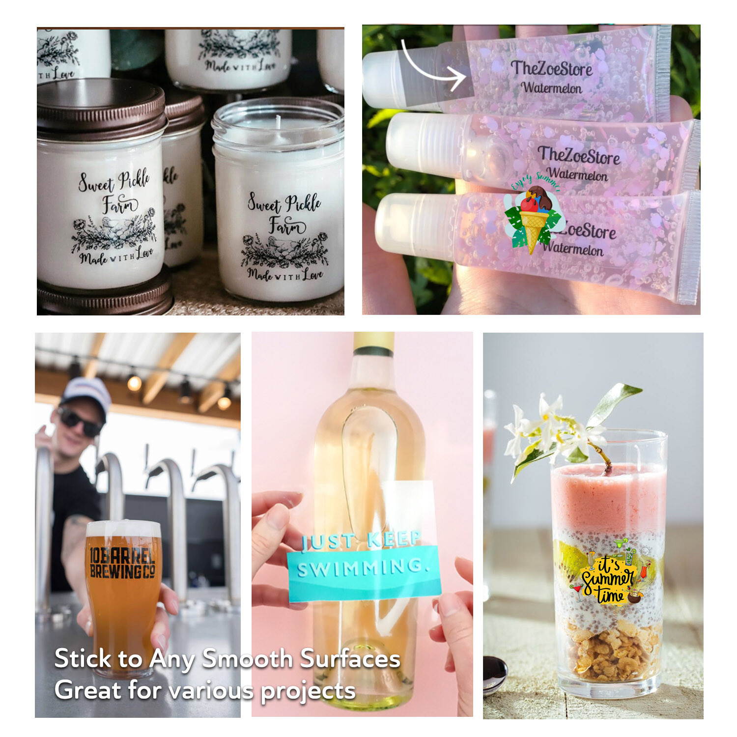 A-SUB Clear Vinyl Sticker Paper Waterproof for Inkjet Printer 60 Sheets 8.5x11