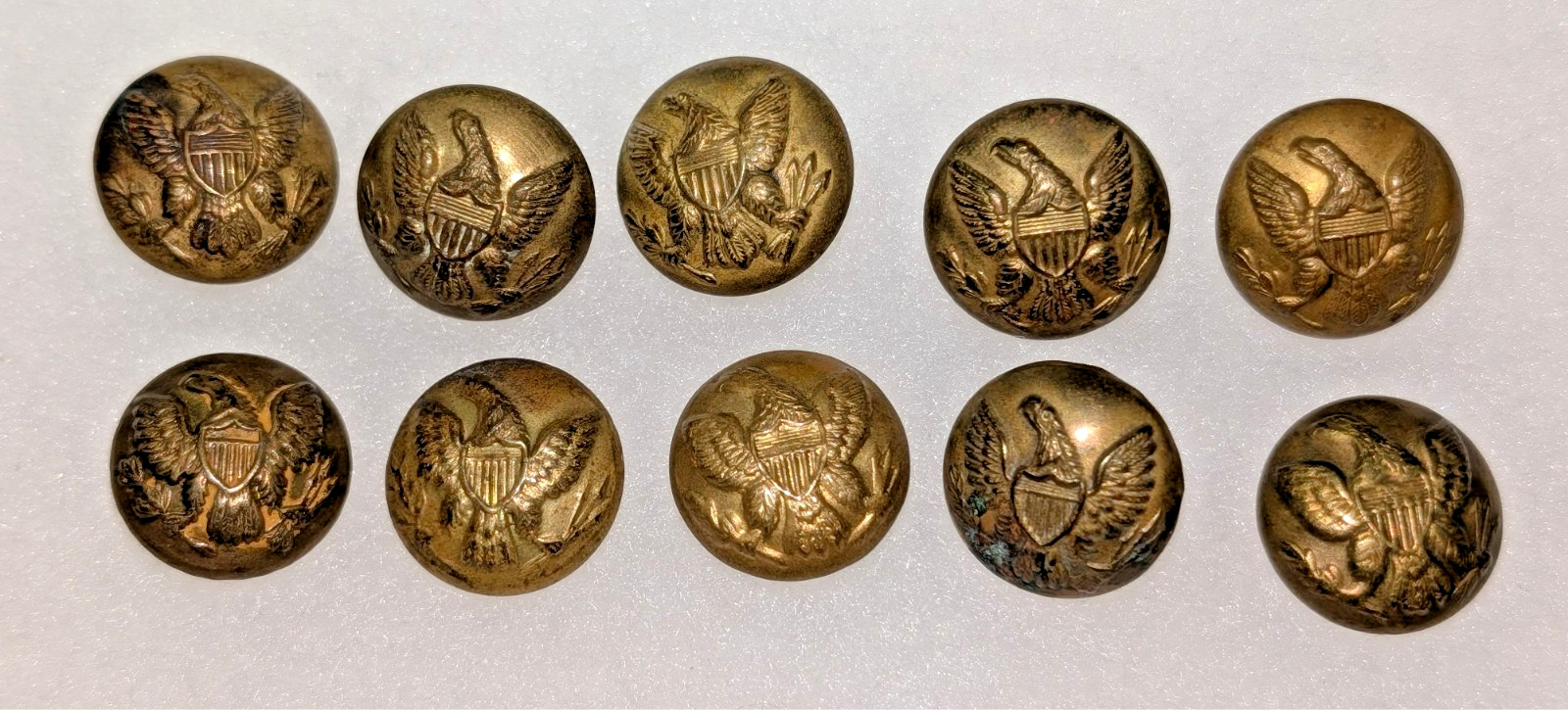 Ten Nondug Civil War Federal Eagle Buttons