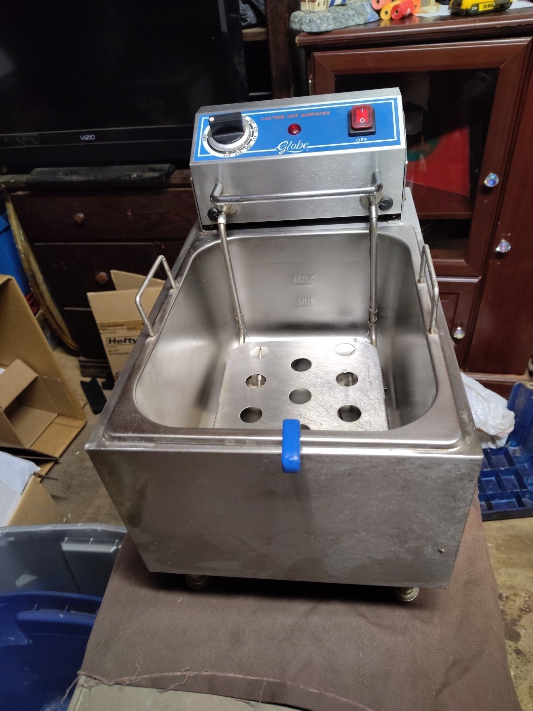 Globe PF10E Countertop Electric stainless steel Fryer,Manual Reset