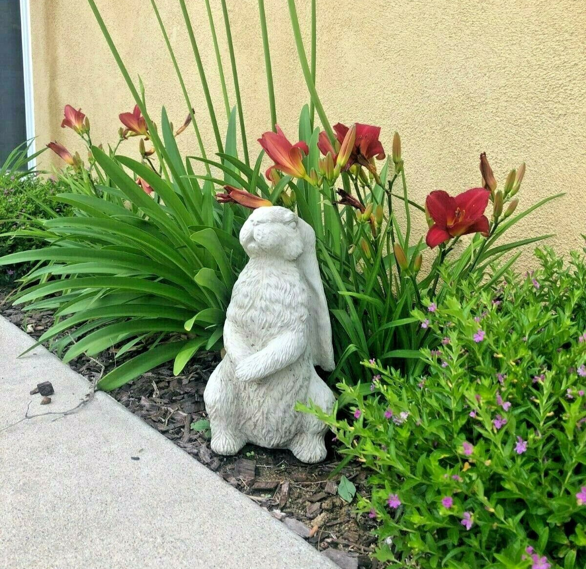 Vintage English Hare cement concrete garden rabbit statue