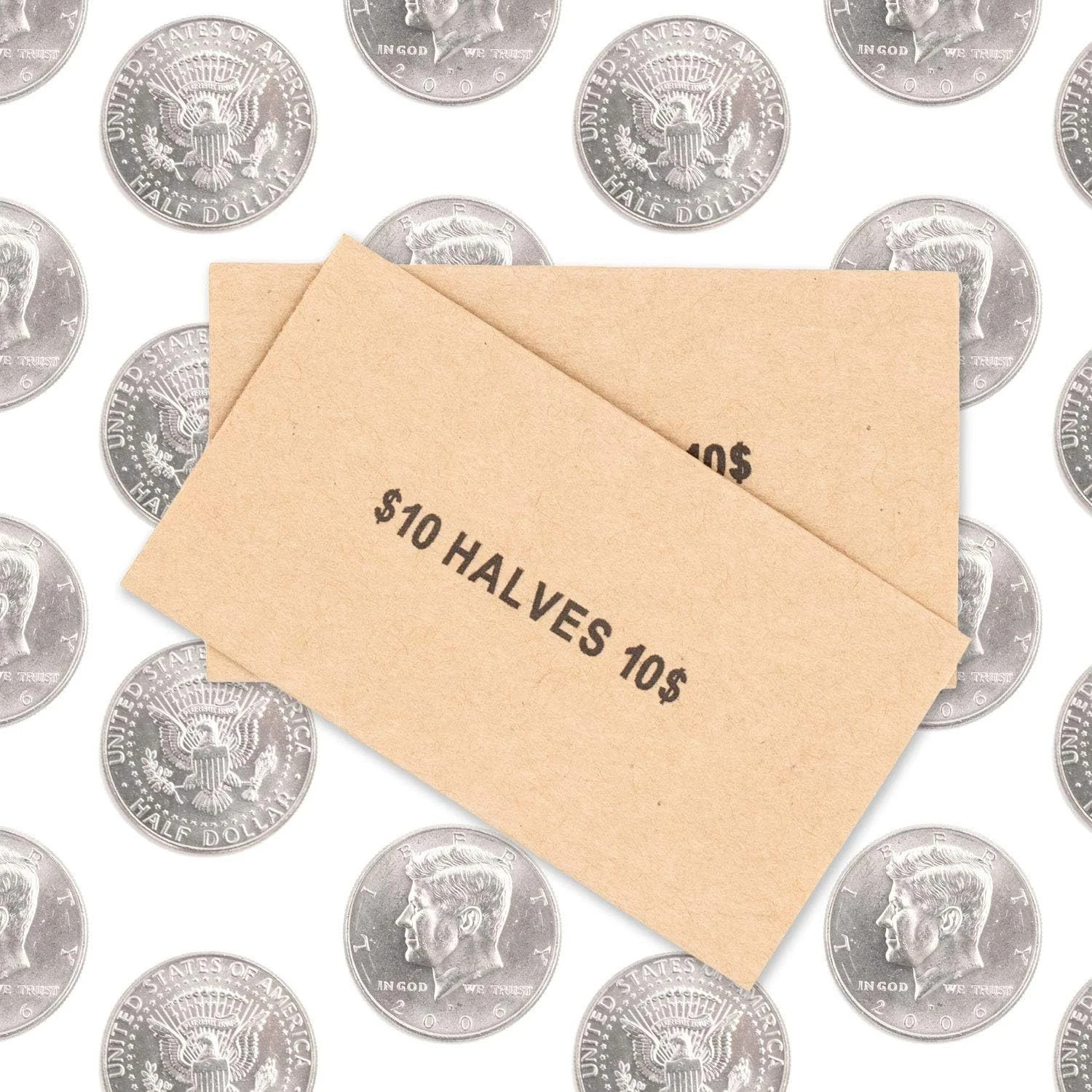 100 HALF DOLLAR FLAT COIN WRAPPERS THAT HOLD 20 HALF DOLLARS EACH, free ship.