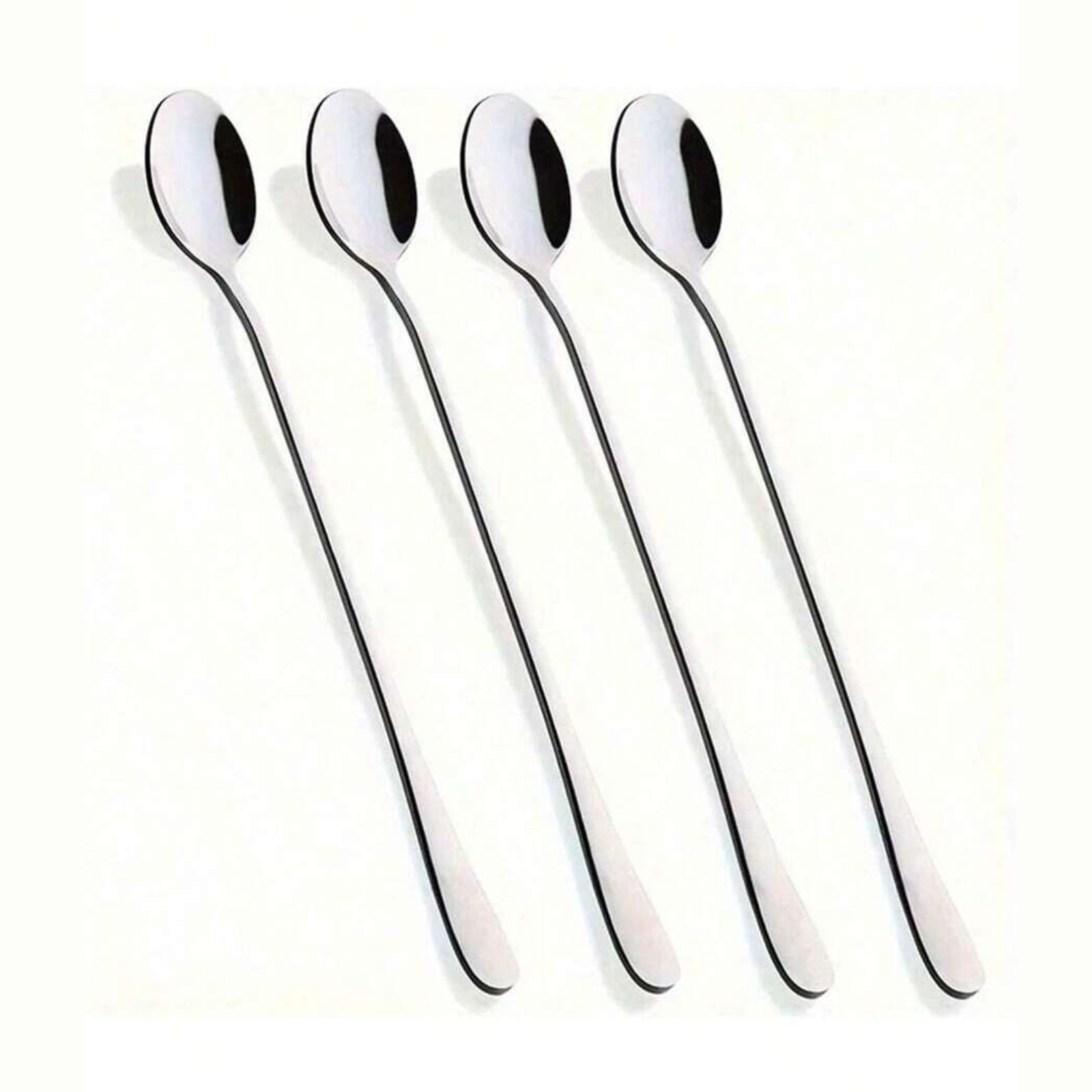 4/8pcs 7.5" Stainless Steel Mixing Spoons Long Handle Iced Tea & Ice Cream Spoon