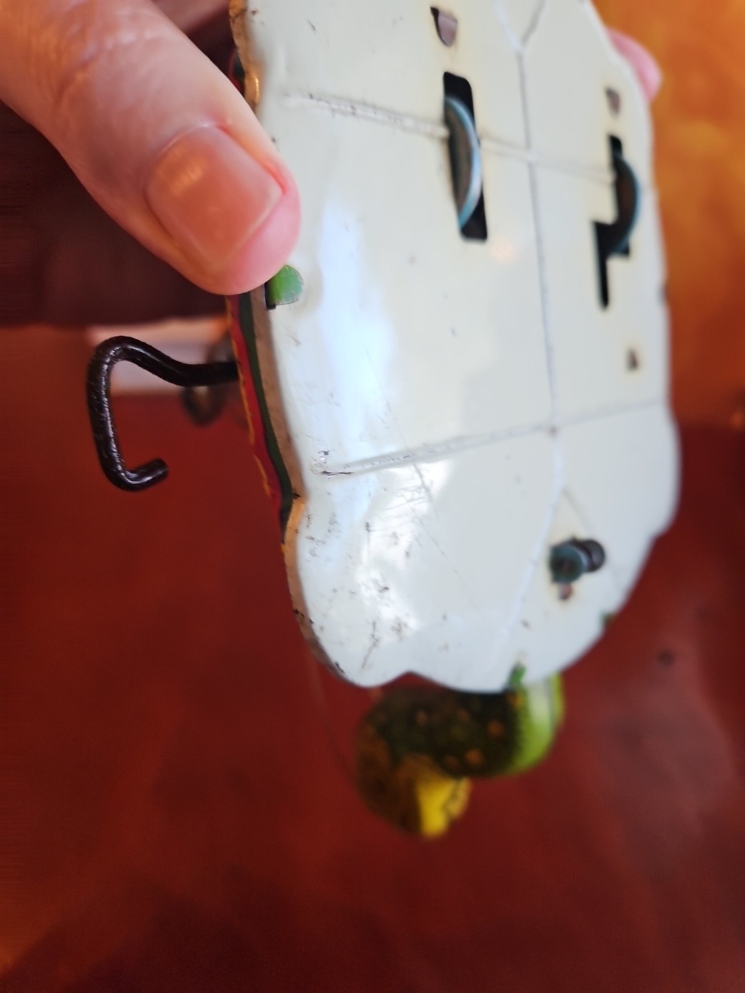 Vintage Antique Tin Toy Wind Up Chein Person Rides Giant Turtle Tortoise Display