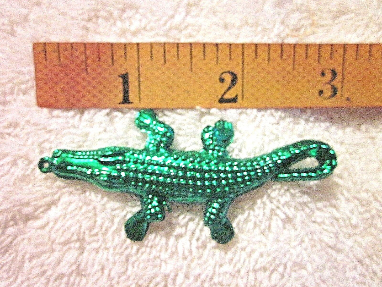 3 DOZEN (36 pieces) "GREEN ALLIGATOR TRINKETS" 70mm - BULK CRAFTS SHINY GATORS