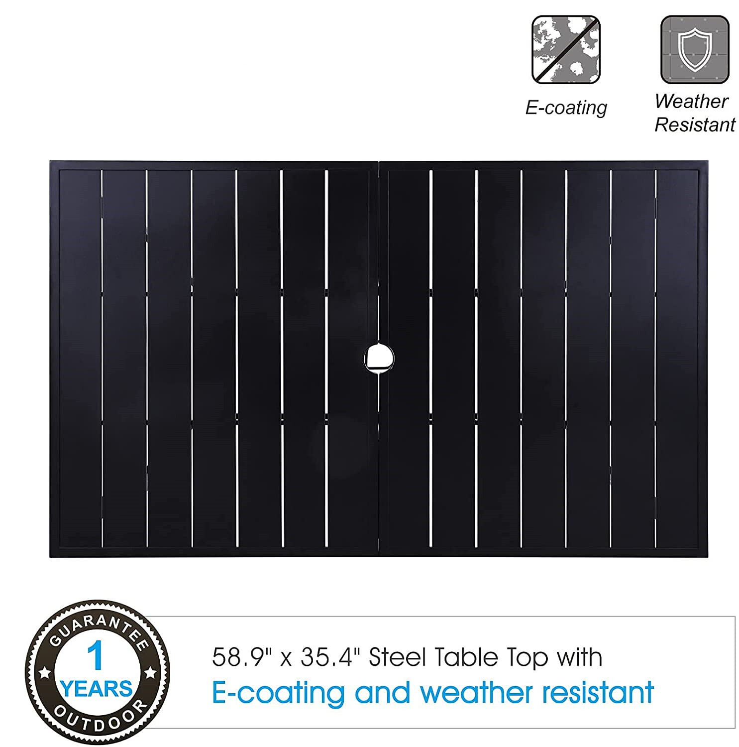 Outdoor Dining Table with Umbrella Hole Metal Patio Table 14 - Style