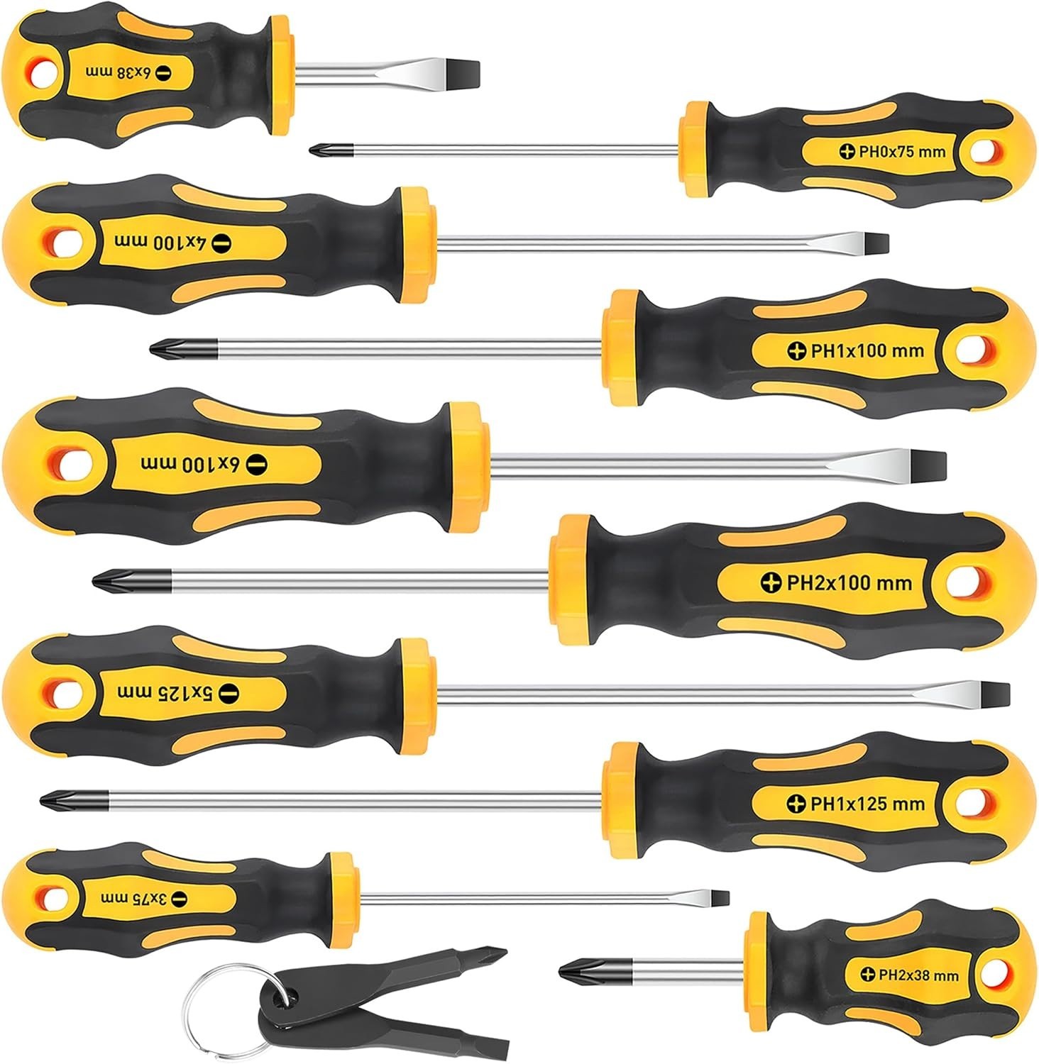 11-Pieces Magnetic Screwdriver Set 5 Phillips 5 Flat Head Tips Magnetizer Tool