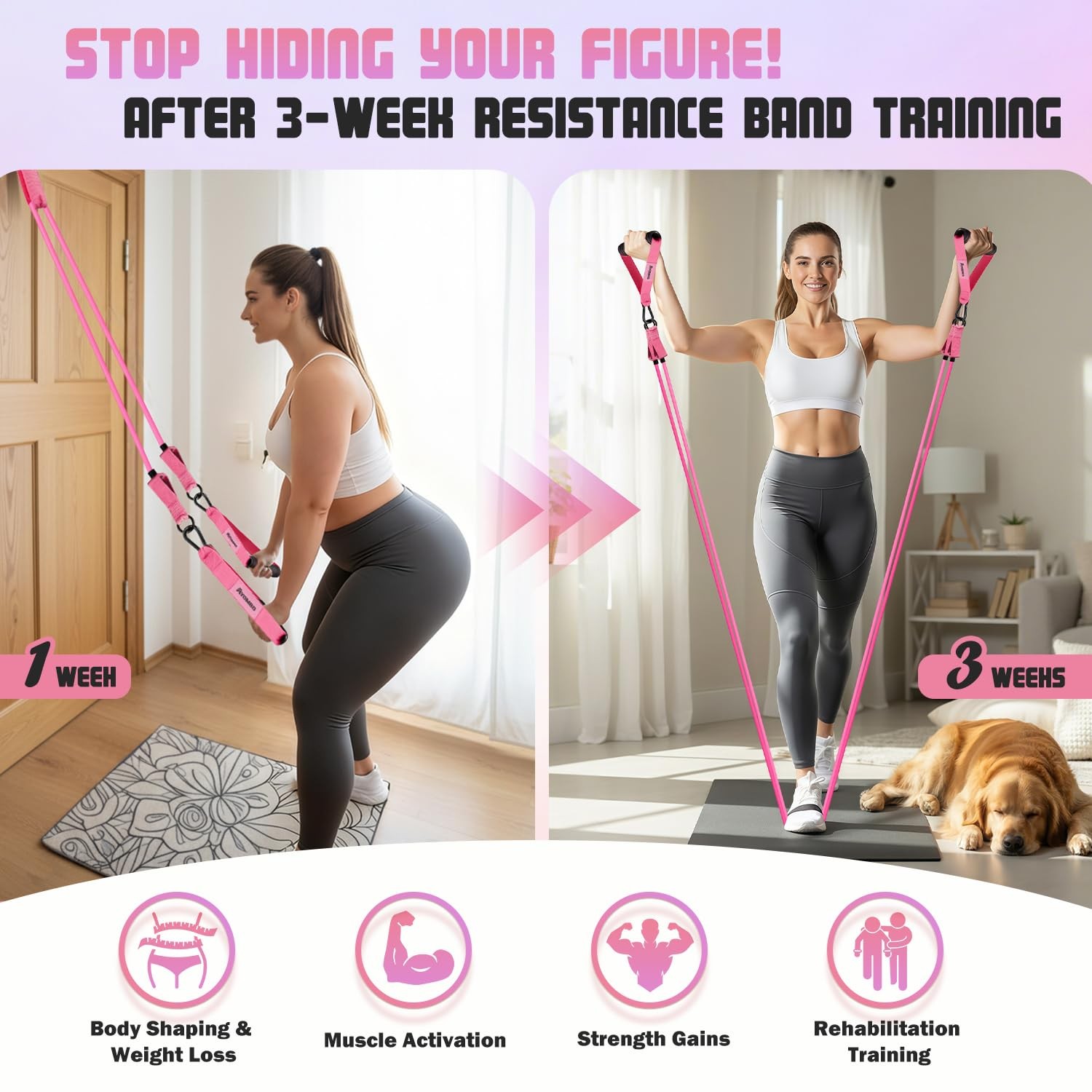Resistance Bands, Exercise Bands with Handles for Working Out, Fitness Bands ...