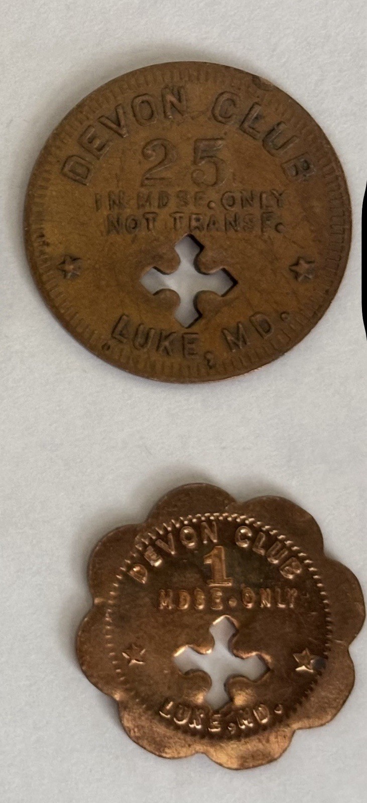 1911 Luke Maryland Devon Clubhouse script Tokens Entire Set coal mine Westvaco