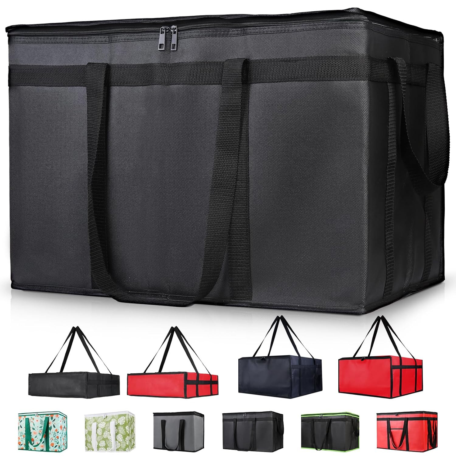 Insulated Food Delivery Bag, XXXL Insulated Reusable Grocery Cooler/Hot Bags, To