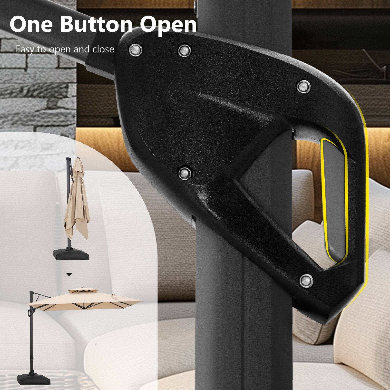 10 x10ft Patio Umbrella Outdoor Umbrella Carbon Steel Market Umbrella w/Base