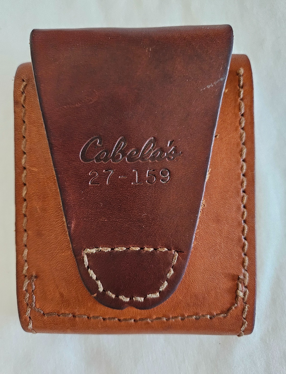 Cabela's Vintage Leather Rifle Cartridge Ammo Belt Pouch Used