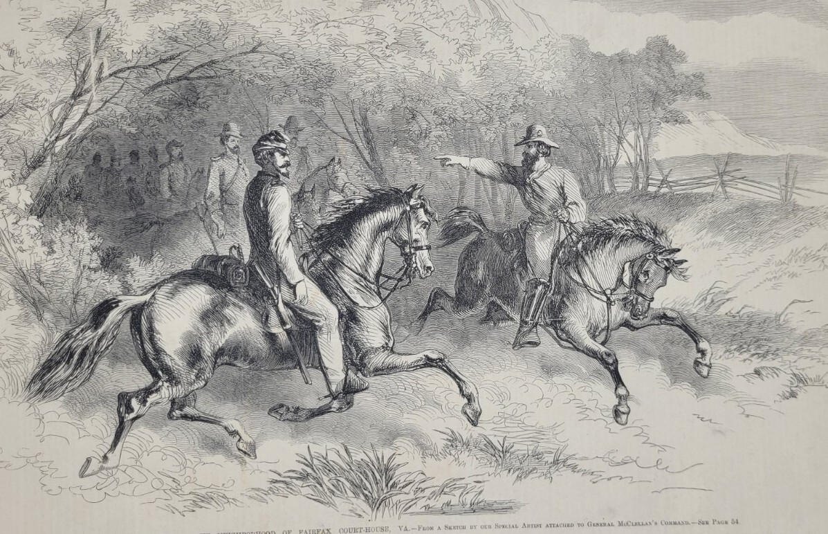 Fairfax Court House Virginia U.S. Cavalry Scouting 1861 Vintage Print