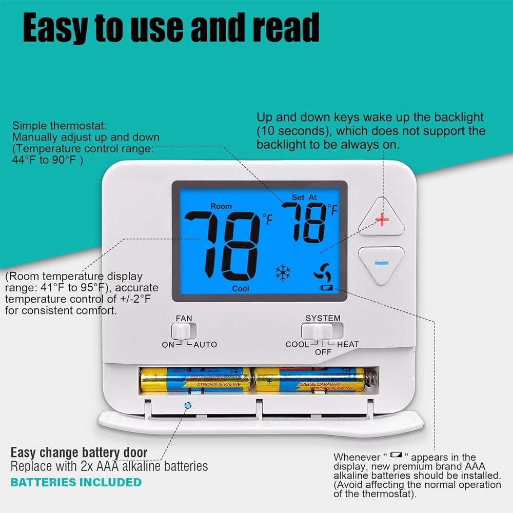 "LOT OF 10" Digital Electronic Non Programmable Single Thermostat 701 Heat/Cool