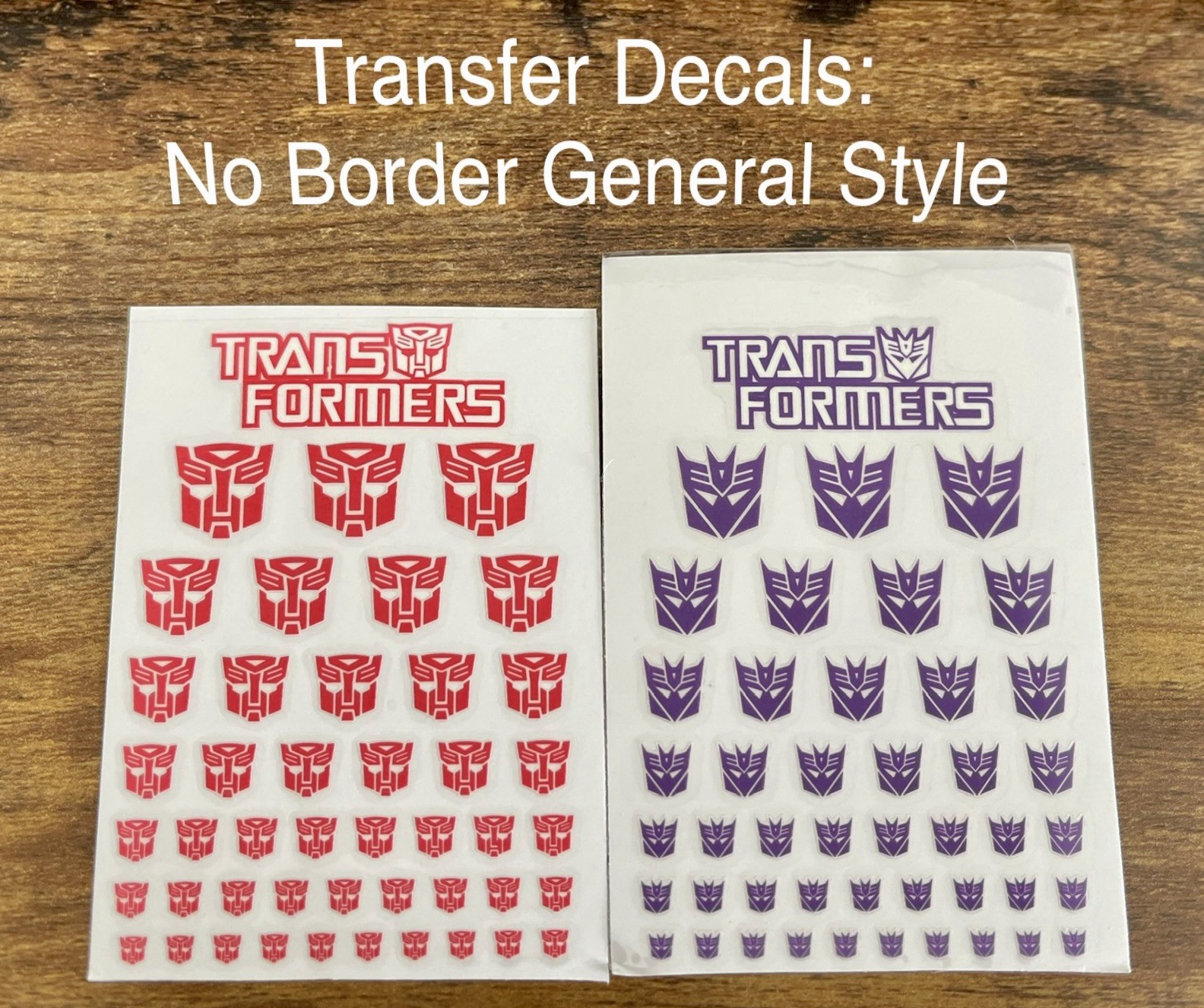 Transfer Decals Autobot Decepticon Logo Sticker Set - Clear Background Transform