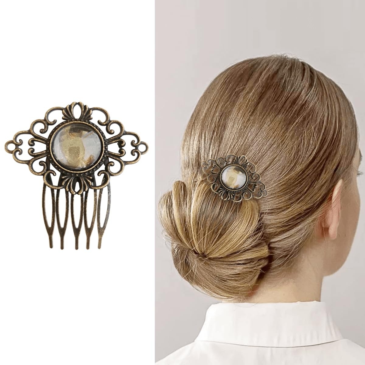 6 Pack Vintage Hair Side Combs for Women Decorative,Butterfly Flower Leaf Pea...