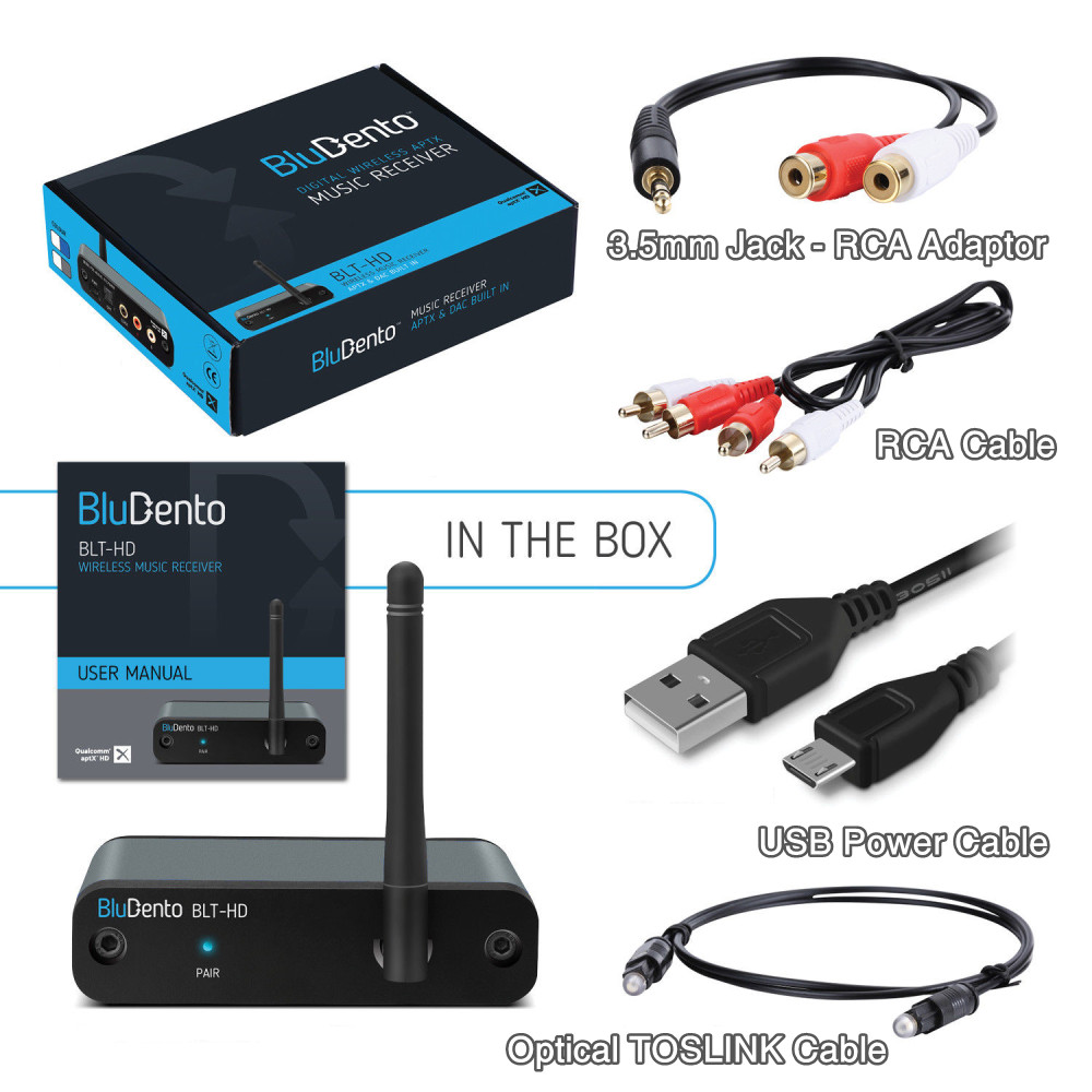 BluDento BLT-HD True Hi-Fi aptX HD LDAC Bluetooth v5.1 Music Receiver OPT COAX