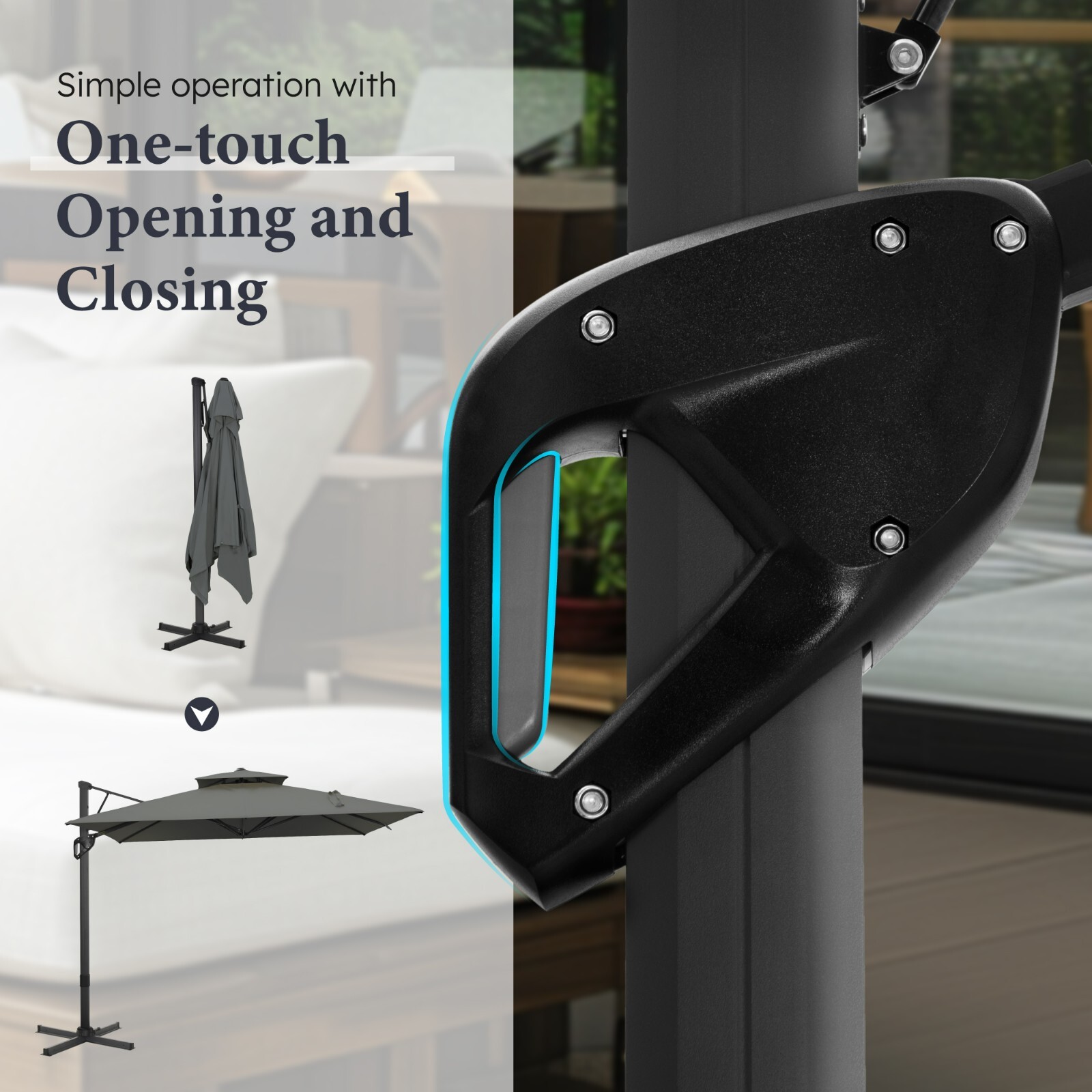 9'x 12' Cantilever Patio Umbrella Outdoor Double Top Large Umbrella with Base