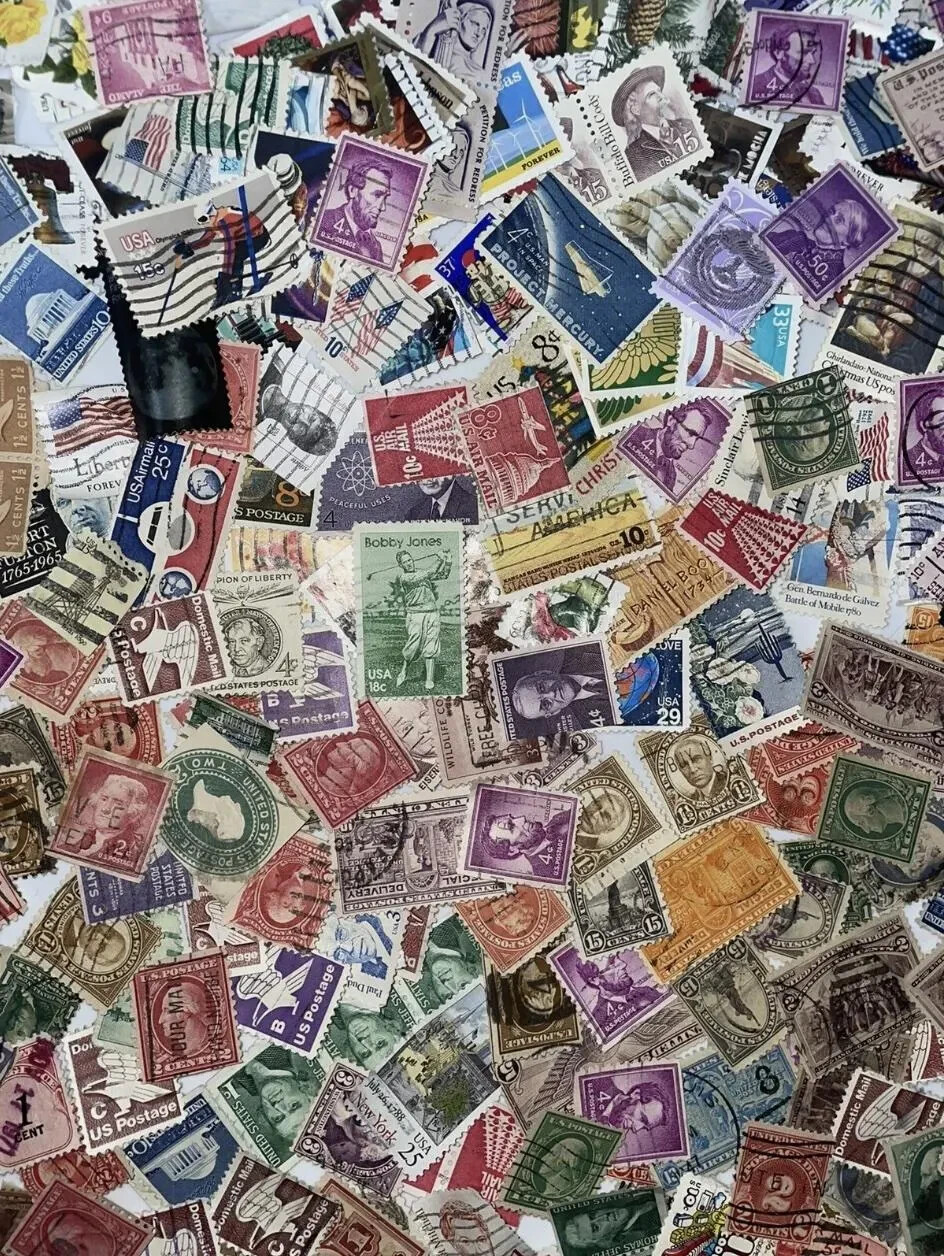 100+ US Vintage Postage Stamps Off Paper - NO DUPLICATES & FREE SHIPPING