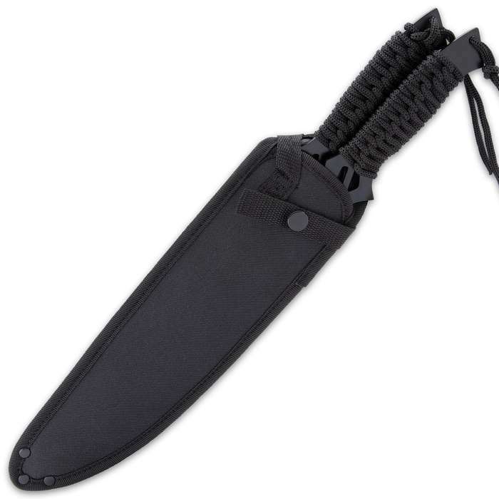 2 pc Full Tang Red Guardian Ninja Sword Machete Knife Set Tactical Hunting Sharp