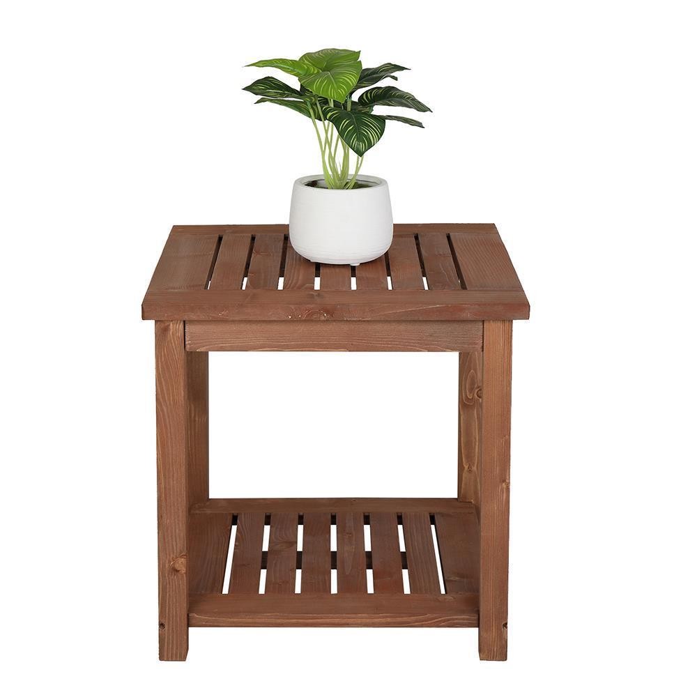 18" Patio Side End Table Weather Resistant Outdoor Square Tables Portable Home