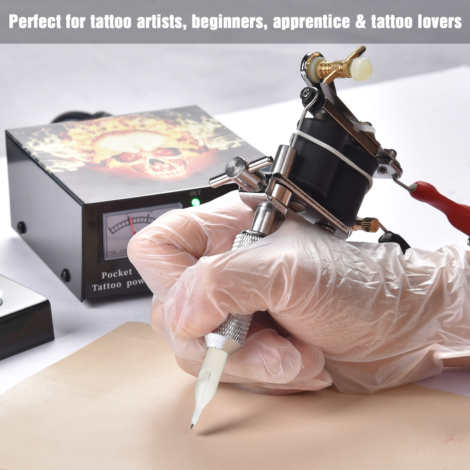 Complete Tattoo Gun Starter Kit 4 Machine 40 Inks Needles Grip Power Supply Tips