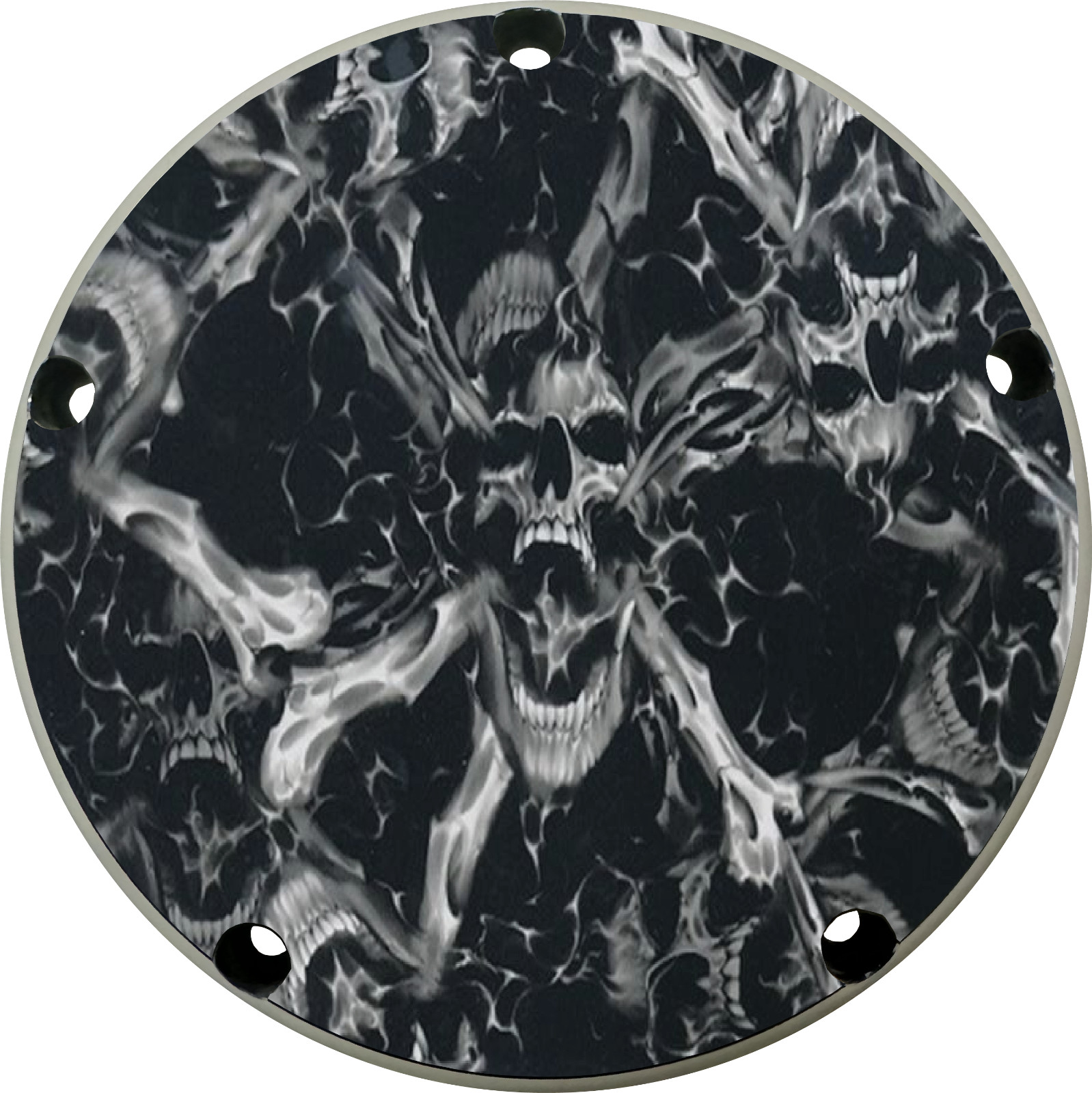 Smoked Skulls Twin Cam Harley Davidson Derby Cover. Fits Twin Cam Motors