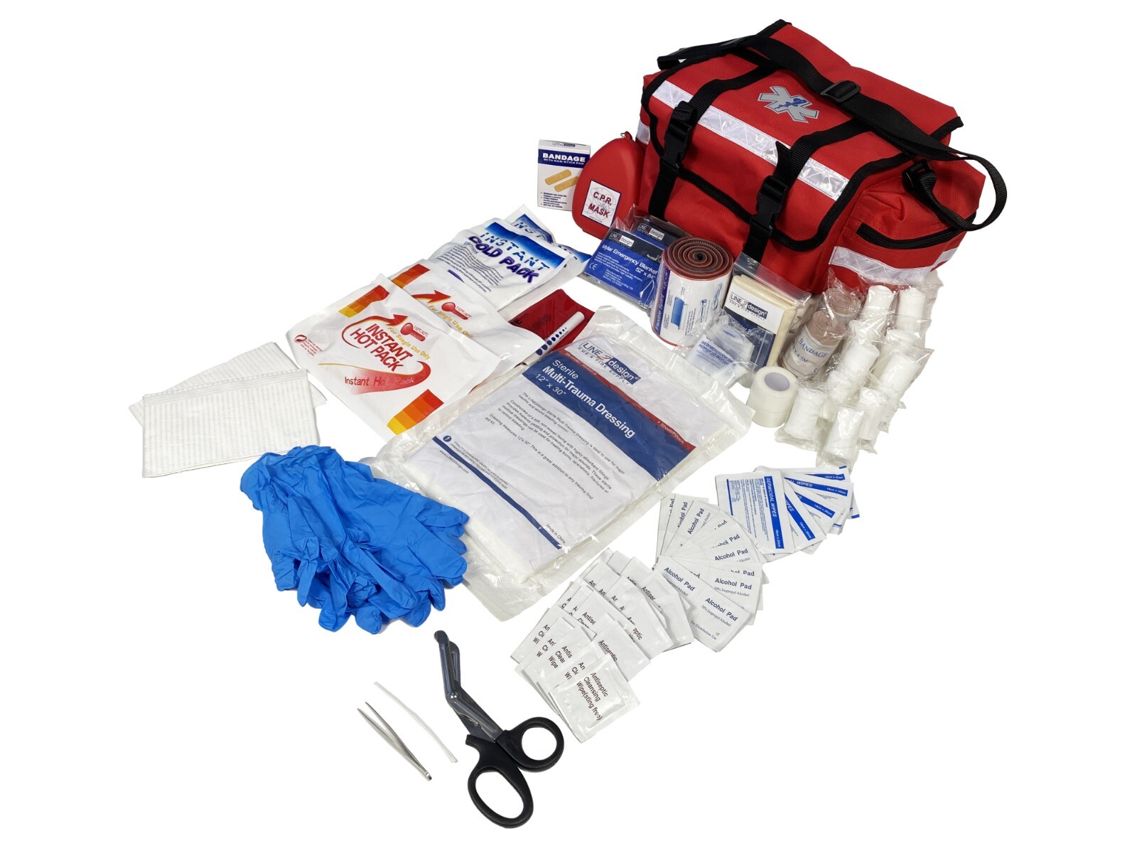 LINE2design First Aid Kit - Paramedic Rescue Emergency First Responder Kit - Red