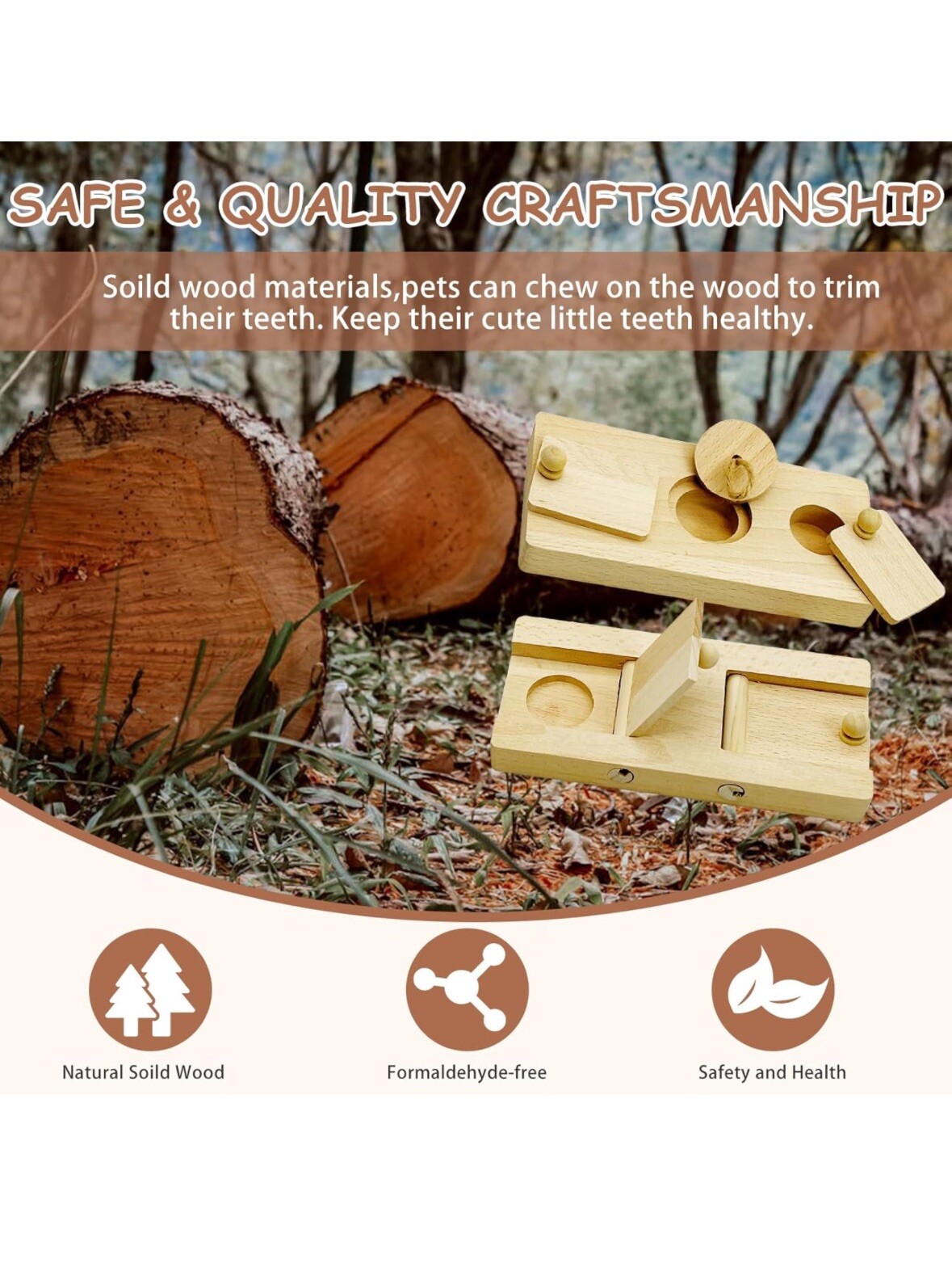 Wooden Enrichment Foraging Toy Set Guinea Pig Foraging Toy Wooden for Gerbil