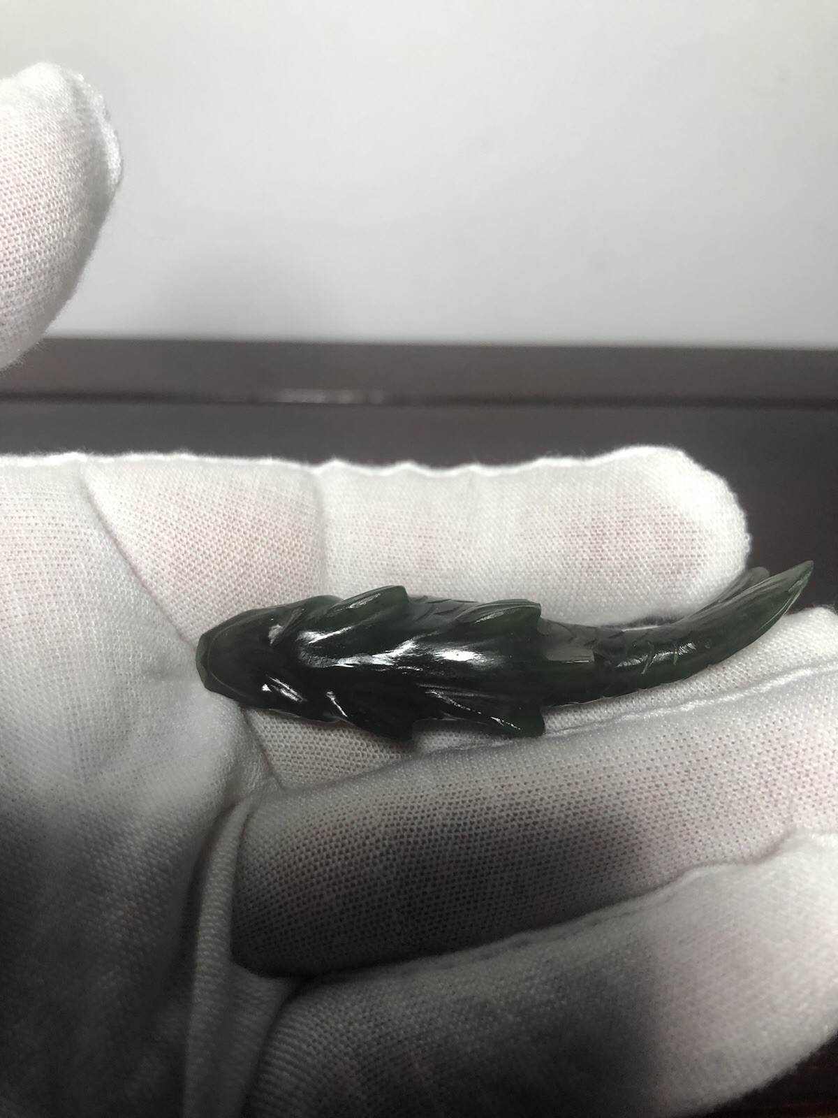 Vintage Small Green Jade Fish Carp Fish 2.25” Long