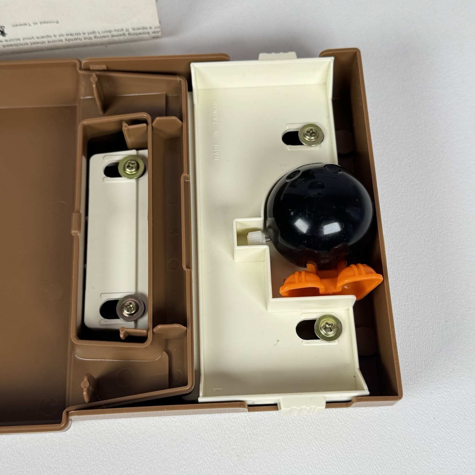 Vintage 1980 Tomy Strolling Bowling Wind Up Ball Portable Table Game Travel Box