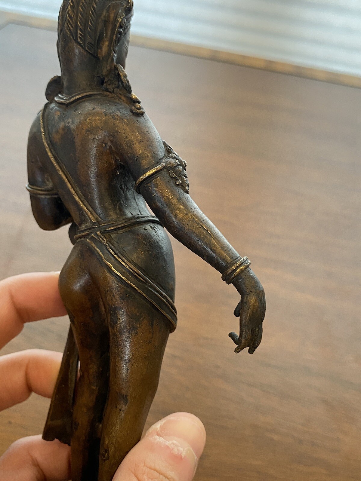 ANTIQUE Buddhist Deity Avalokiteshvara Bodhisattva Cast Bronze Sculpture 8.5"H