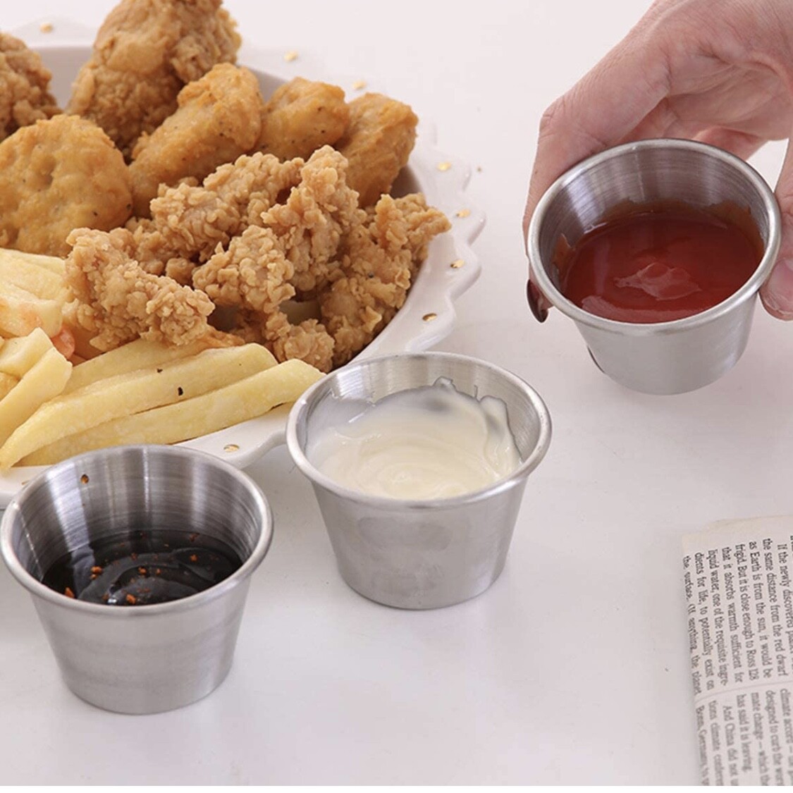 2.5 oz Sauce Cups Stainless Steel Condiment Portion Cup Dipping Sauce Cup