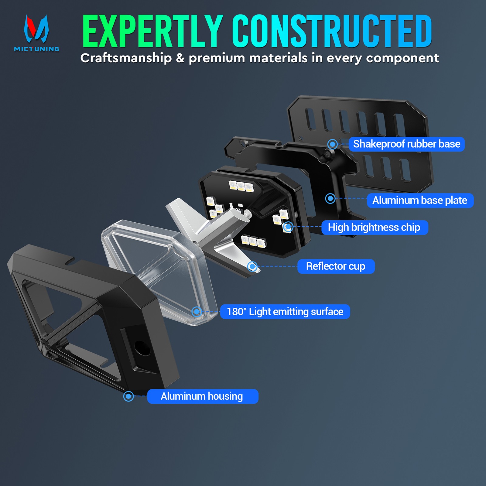 MICTUNING C4 RGBW LED Rock Lights - 12 Pods Full Anglw Underglow Underbody Lamp