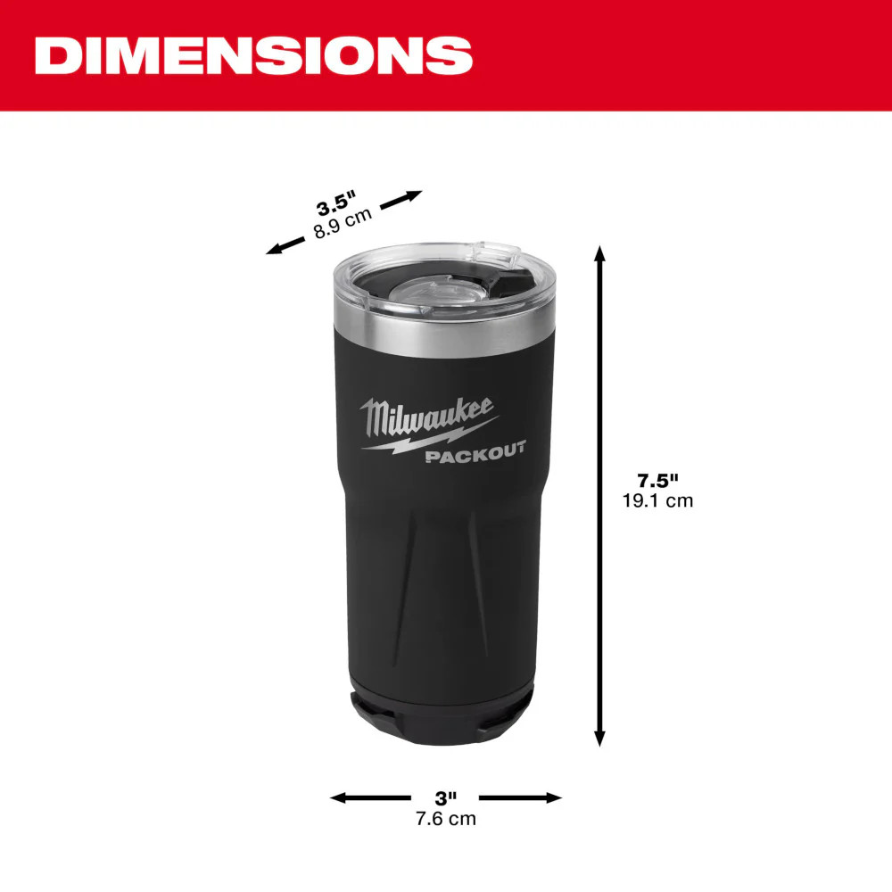 Milwaukee MWE-48-82-8392B PACKOUT 20oz Tumbler - Black