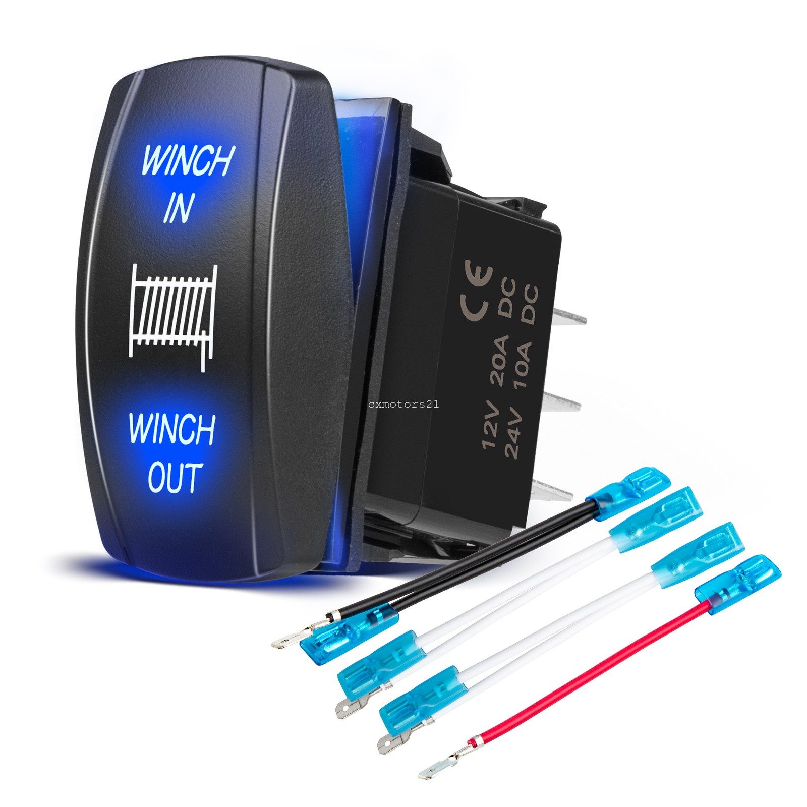 Backlit Winch Control Rocker Switch for Can-am Polaris Honda Kawasaki UTV 12V